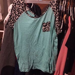 Animal print accented shirt